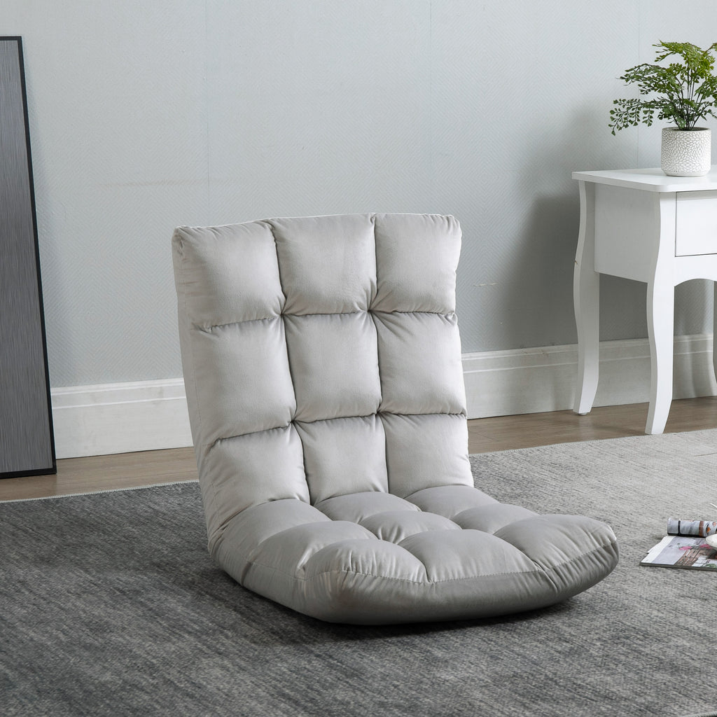 Fauteuil Convertible Fauteuil Paresseux Grand Confort Inclinaison Dossier Multipositions 90°-180° Flanelle Polyester capitonné Gris Clair-1