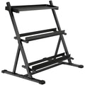 Support pour haltères à 3 niveaux, support de poids réglable en acier pour haltères, kettlebells, noir-0
