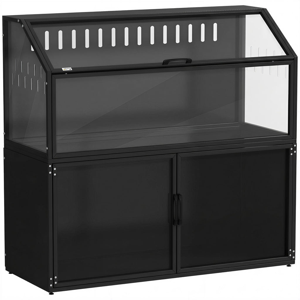 Cage Hamster 2-en-1 avec Armoire de Rangement pour Rongeur Hamster Syrien et Souris Acier et Acrylique Noir-0