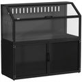 Cage Hamster 2-en-1 avec Armoire de Rangement pour Rongeur Hamster Syrien et Souris Acier et Acrylique Noir-0
