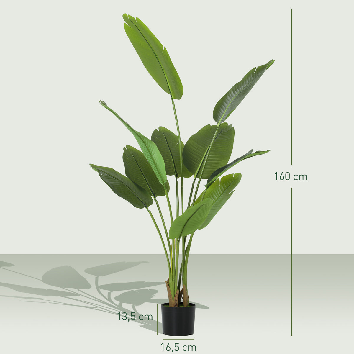 Plante artificielle intérieure 160 cm, arbre artificiel avec pot en plastique et terreau floqué, vert-2