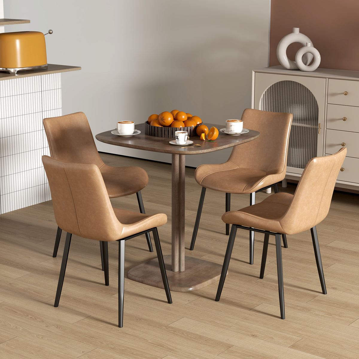 Table à manger pour 4 personne table de cuisine carrée style moderne avec plateau aspect bois, 70 x 70 cm, marron-1