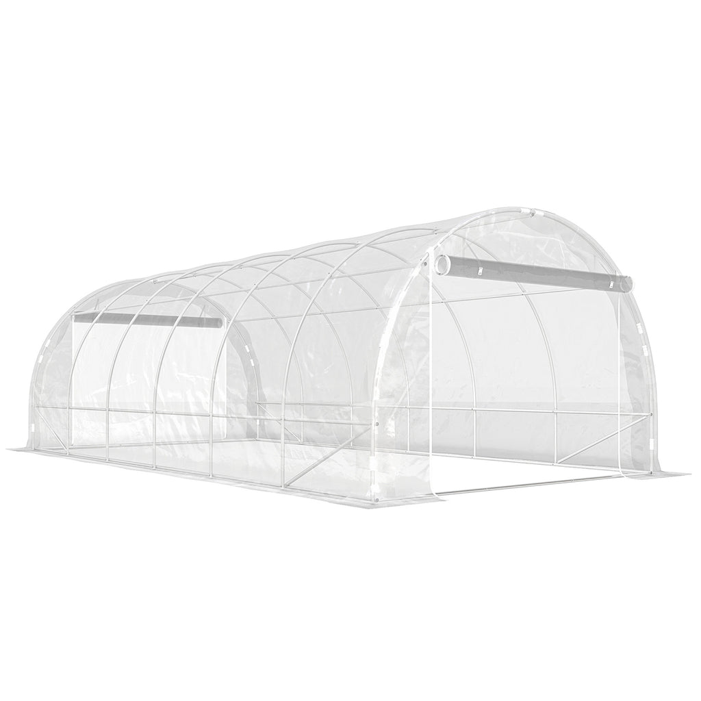 Serre tunnel de jardin 18m² serre de jardin tunnel 296x597x199cm cadre acier galvanisé, bâche PE 150g/m² transparent-0