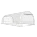 Serre tunnel de jardin 18m² serre de jardin tunnel 296x597x199cm cadre acier galvanisé, bâche PE 150g/m² transparent-0