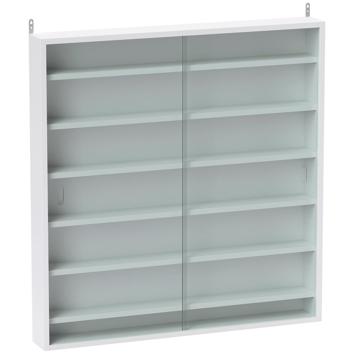 Vitrine pour collection vitrine murale 80 x 9,5 x 83 cm 6 étagères réglables en hauteur 2 portes coulissantes en verre-0