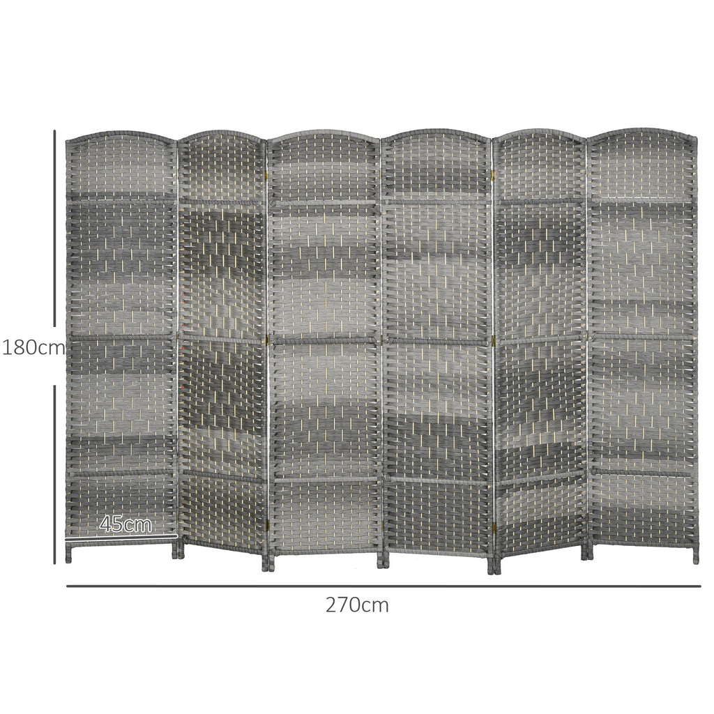 Paravent intérieur en bois 6 panneaux séparateur de pièce pliable pour salon chambre 270 x 180 cm gris mélangé-2