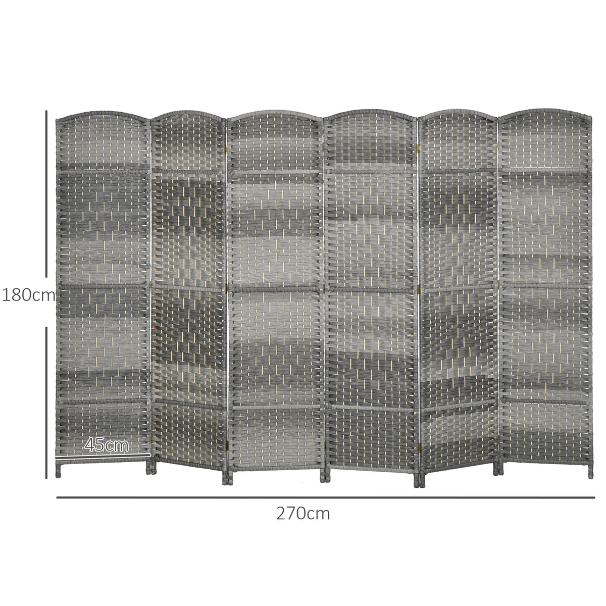 Paravent intérieur en bois 6 panneaux séparateur de pièce pliable pour salon chambre 270 x 180 cm gris mélangé-2