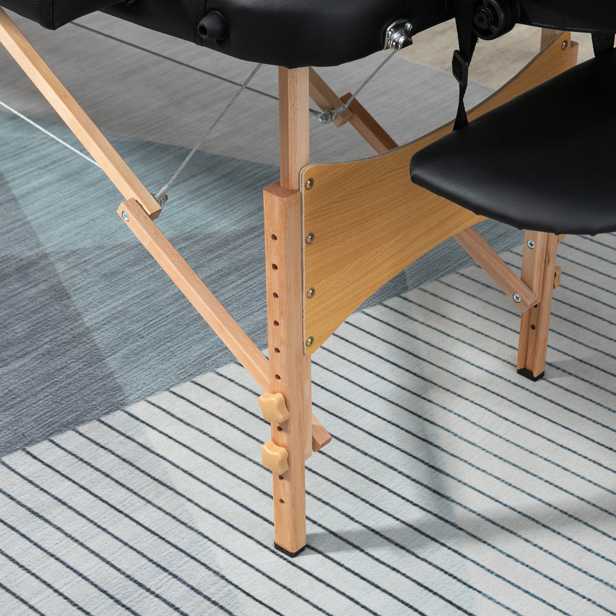 Lit/Table de Massage cosmetique Pliable en Bois 2 Zones noir-7
