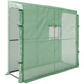 Serre de jardin adossée murale serre à tomate 2 Portes zippées enroulables, 1 fenetre, dim. 200L x 80l x 200/180H cm-0