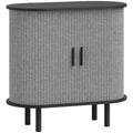 Buffet salon, meuble de rangement ovale avec 2 portes coulissantes et 2 compartiments, 80 x 40 x 78 cm, gris-0