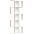 Bibliothèque à 5 niveaux, étagère de rangement en forme S avec 15 compartiments ouverts, 80 x 24 x 200 cm, blanc-0