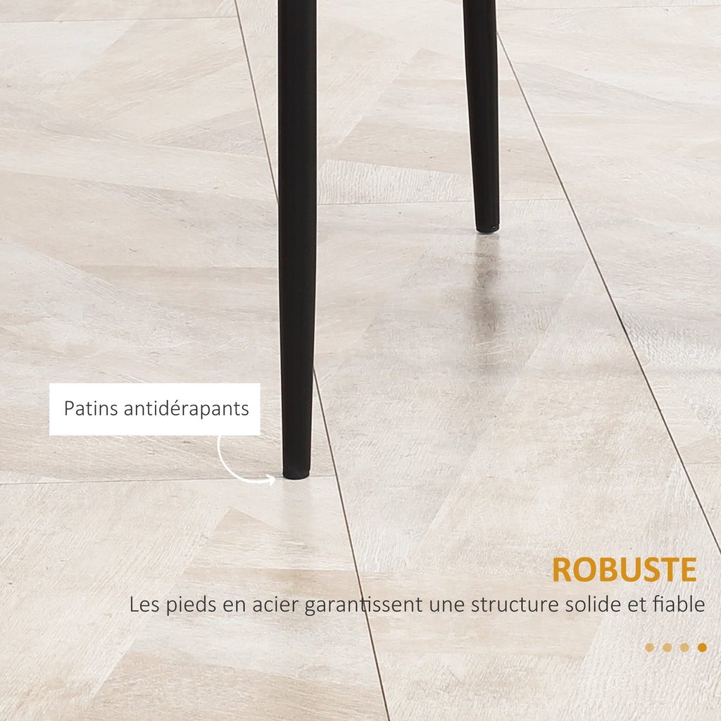 Lot de 4 chaises de salle à manger avec dossier haut, revêtement synthétique et pieds en acier, noir-6