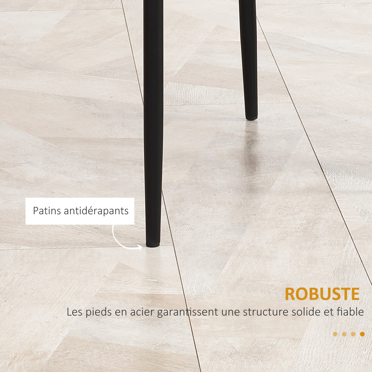 Lot de 4 chaises de salle à manger avec dossier haut, revêtement synthétique et pieds en acier, noir-6