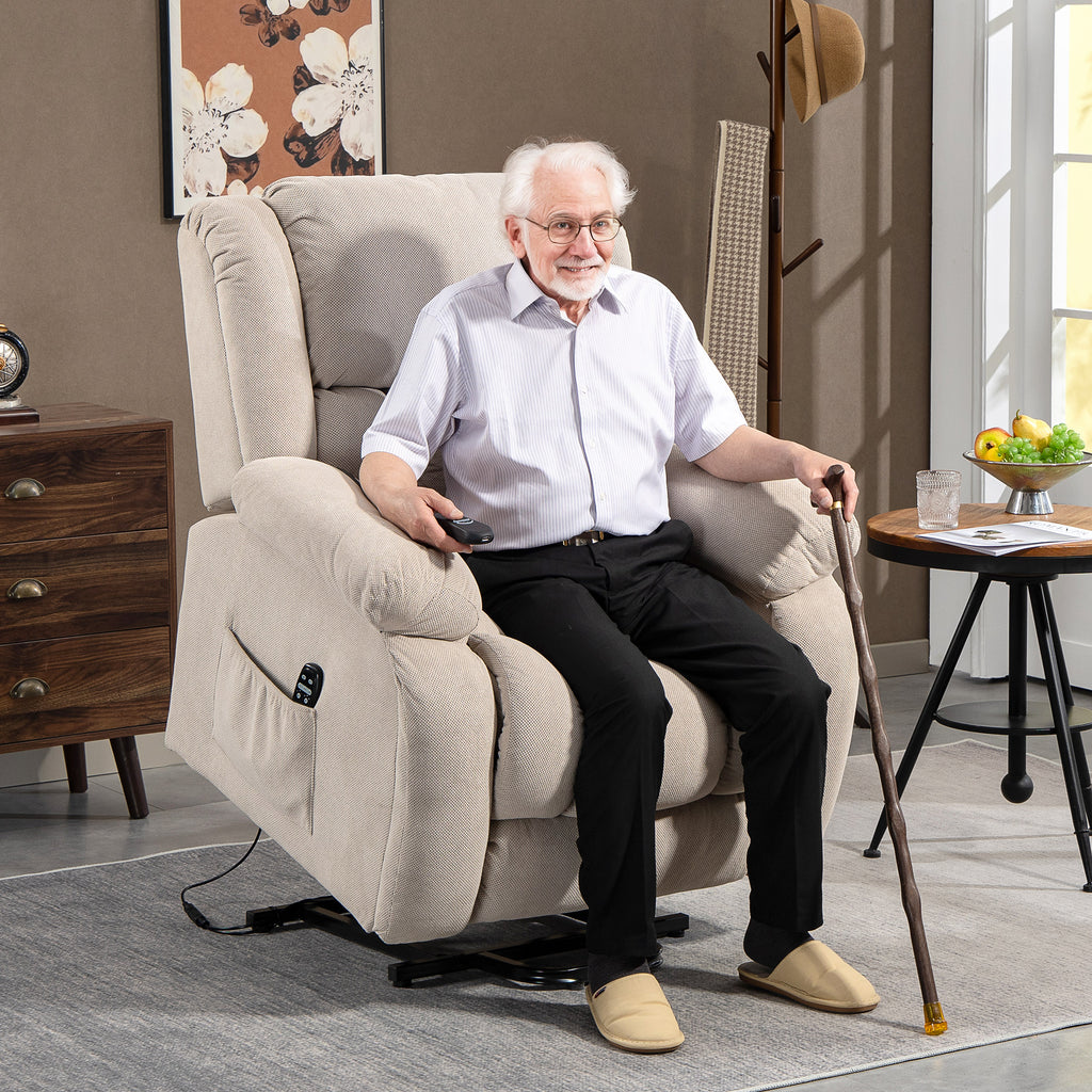 Fauteuil releveur électrique massage et chauffage avec repose-pied, dossier inclinable, télécommande et poche latérale-1