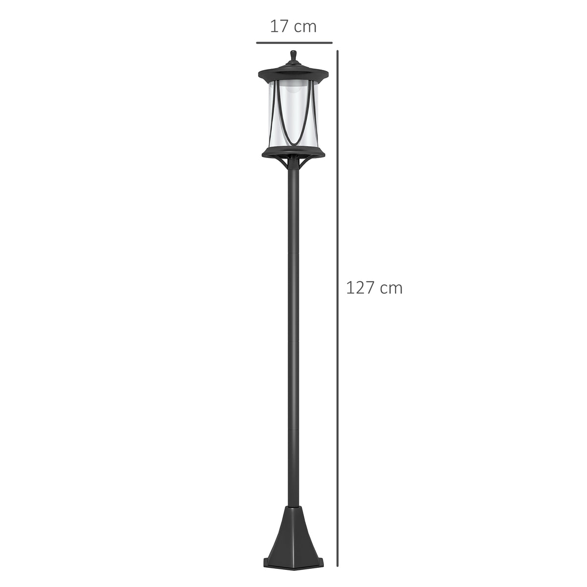 Lampadaire solaire extérieur lampadaire de jardin LED avec interrupteur marche/arrêt 17 x 17 x 127 cm noir-2
