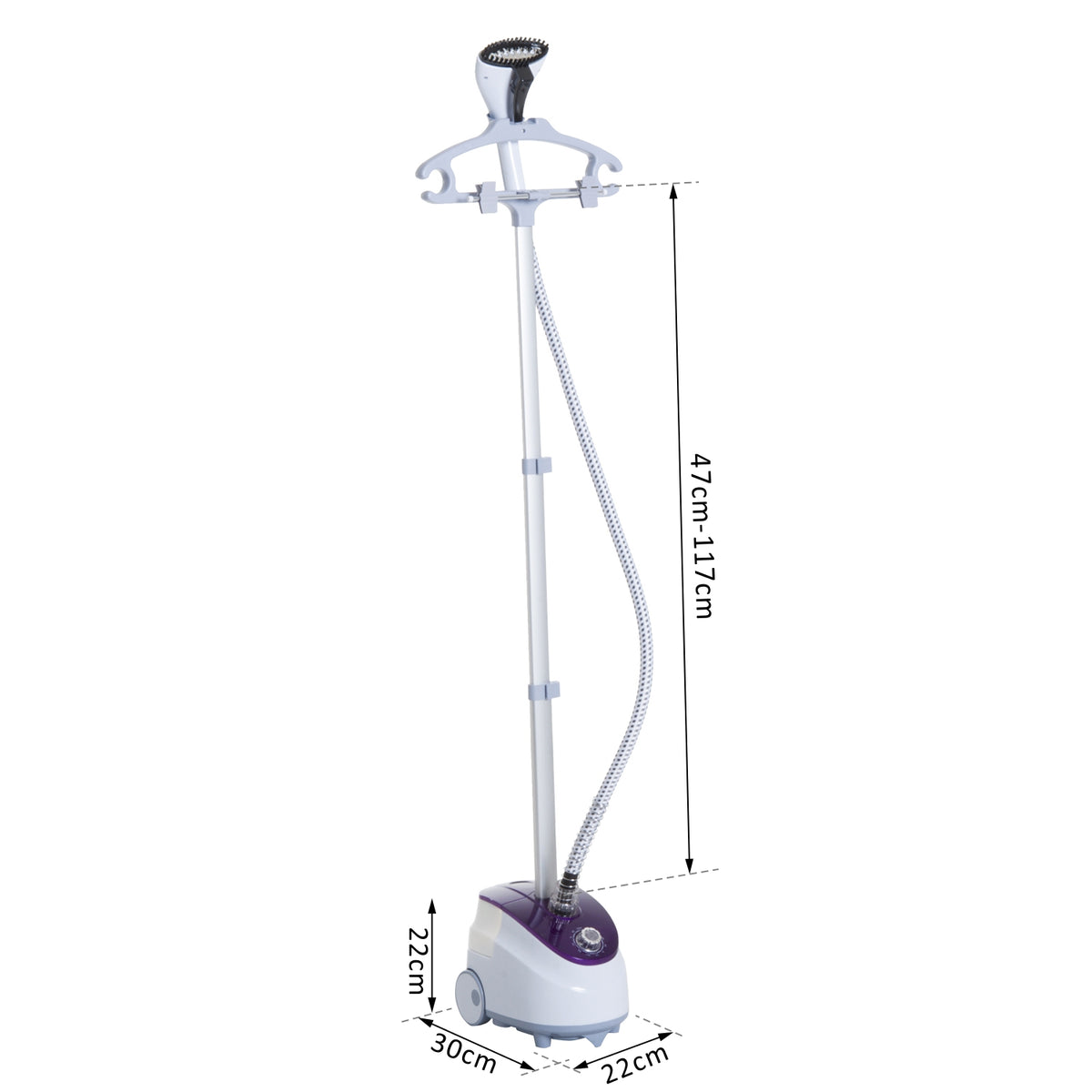 Défroisseur Vapeur Vertical Défroisseur à Vêtements 1,8 L 1800 W, Débit Vapeur 30g/min, Tige Télescopique, Blanc Violet-2