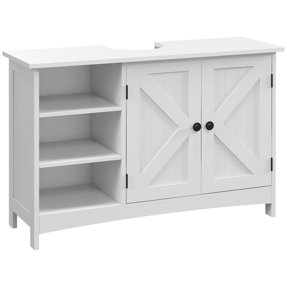 Meuble sous vasque lavabo salle de bain style classique placard 2 portes étagères réglables 90 x 30 x 60 cm blanc-0