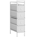 Commode 4 Tiroirs Pliables en Tissu, Meuble de Rangement Étroit, Style Moderne, Cadre en Acier, 20 x 43 x 81,5 cm Blanc-0