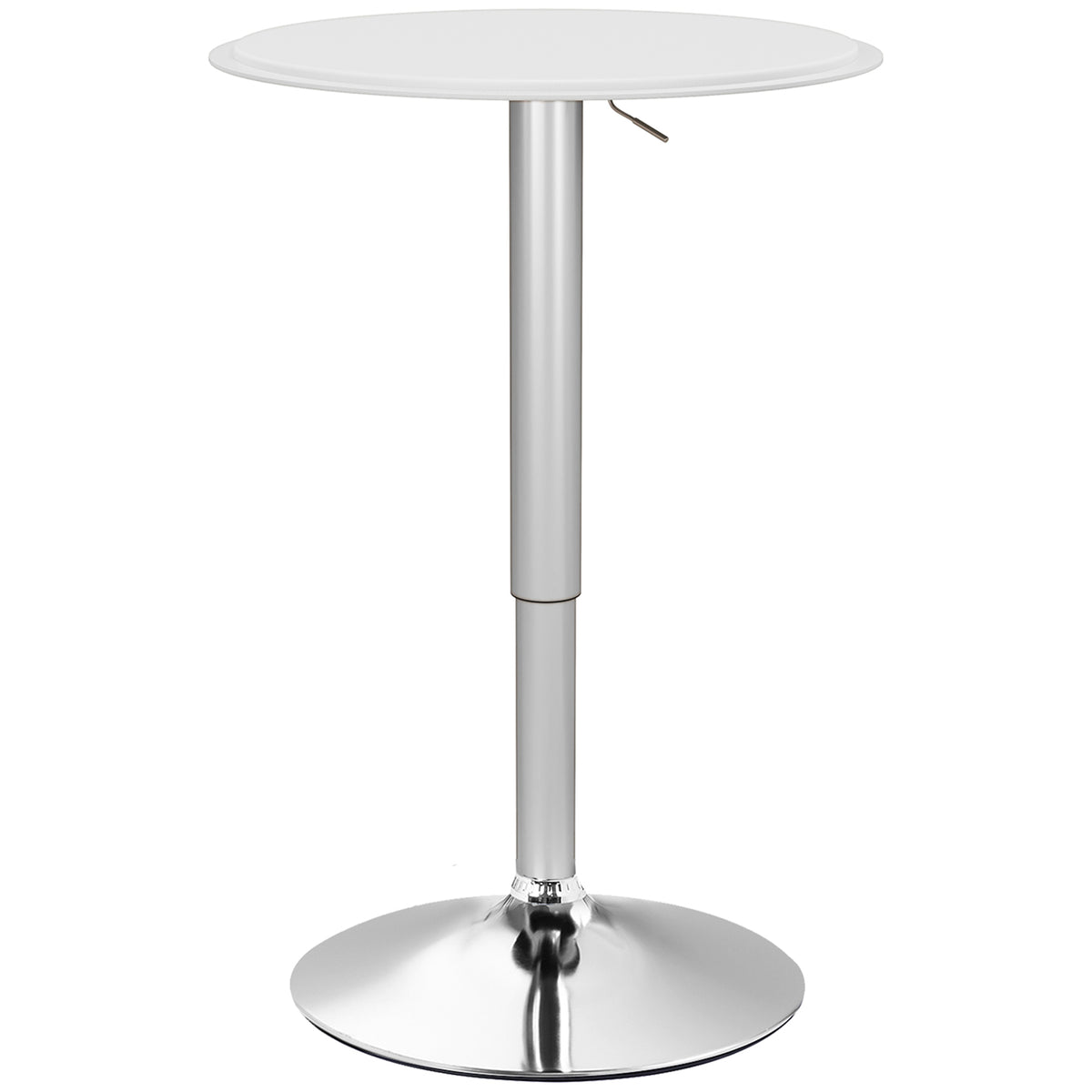 Table de Bar Table Bistro Mange-debout Hauteur réglable 67-93 cm Ø 63 cm Plateau pivotant 360° métal blanc-0