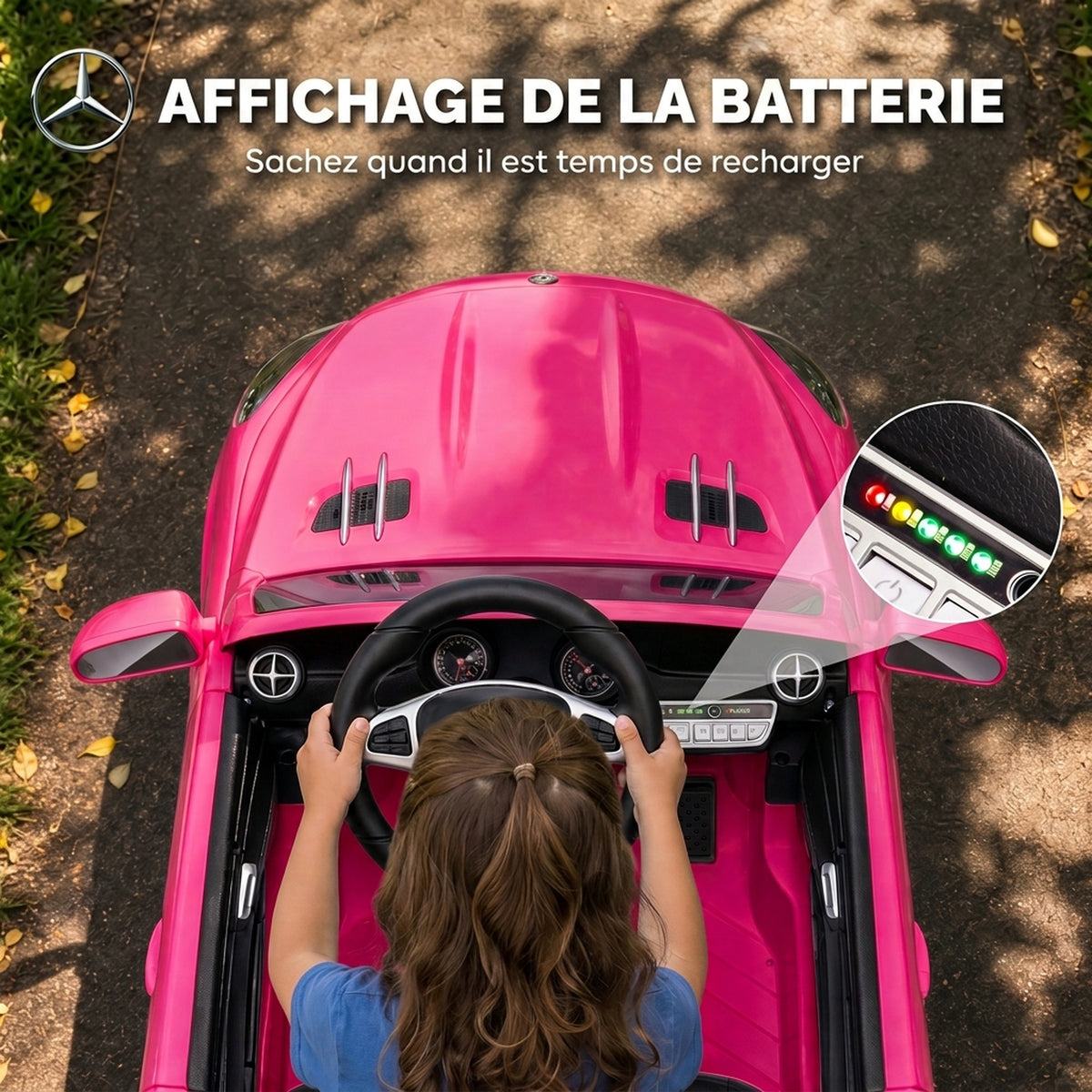 Voiture Électrique Enfants 12V Mercedes-Benz SL500, 3-5 km/h, 2 Moteurs, Télécommande 2,4G, pour 3-5 Ans, Rose-6