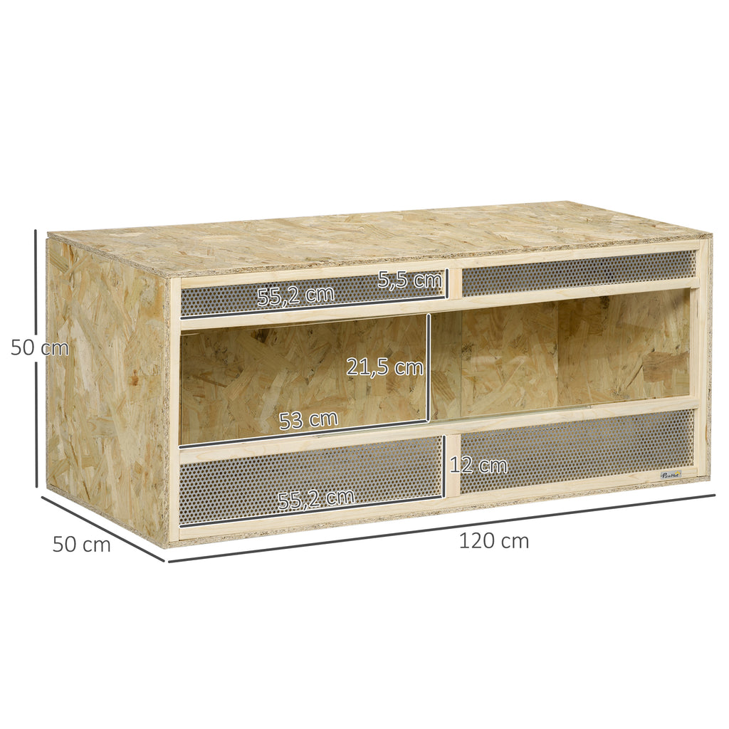 Terrarium en bois OSB pour reptiles avec porte coulissante en verre - 120 x 50 x 50 cm naturel-2