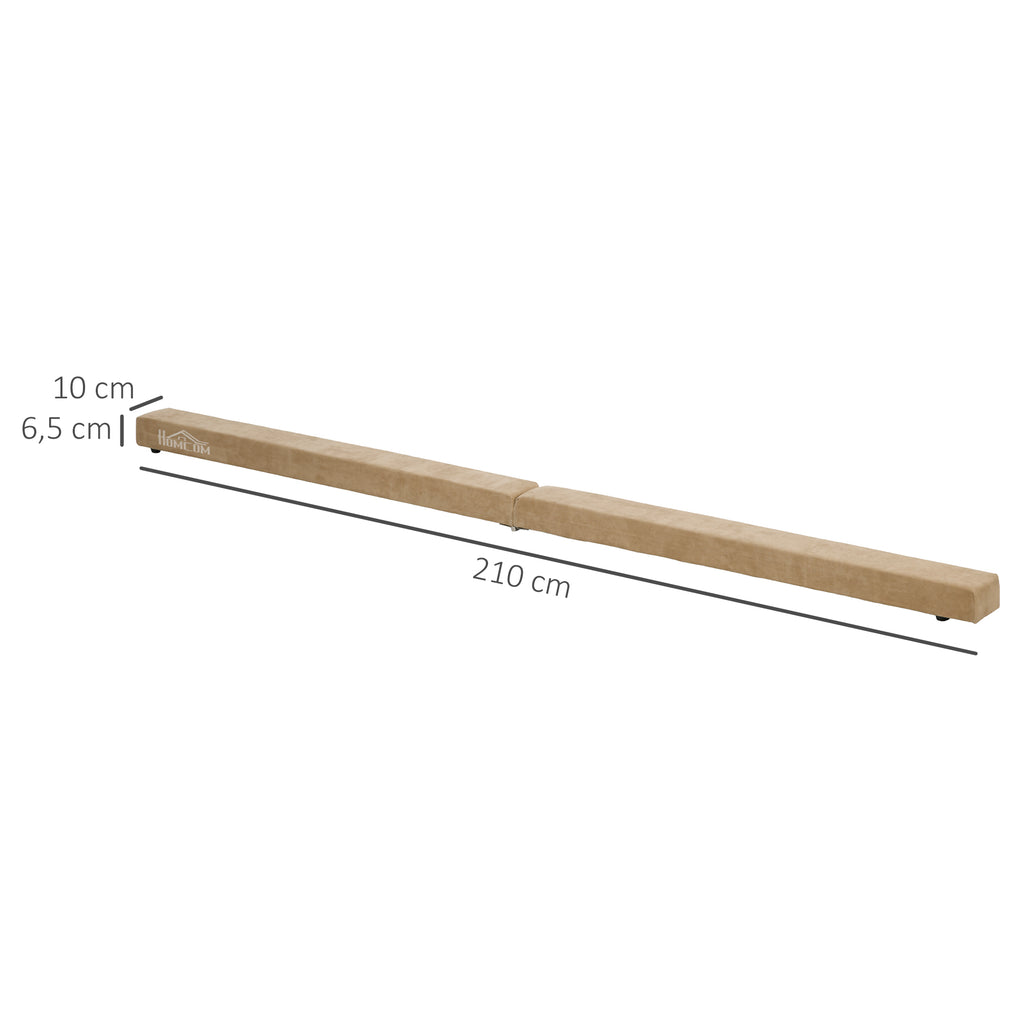 Poutre de gymnastique pliable 210 cm antidérapant, poutre gymnastique pour entraînement à l'équilibre, marron-2