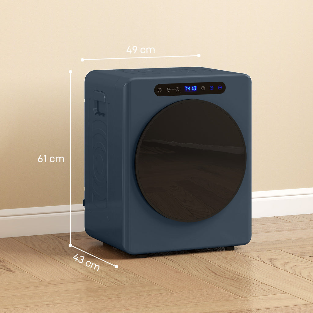 Sèche linge à évacuation, sèche-linge électrique 1000 W 3 Kg, modes Extra Dry et ECO, minuterie, acier inoxydable, bleu-2