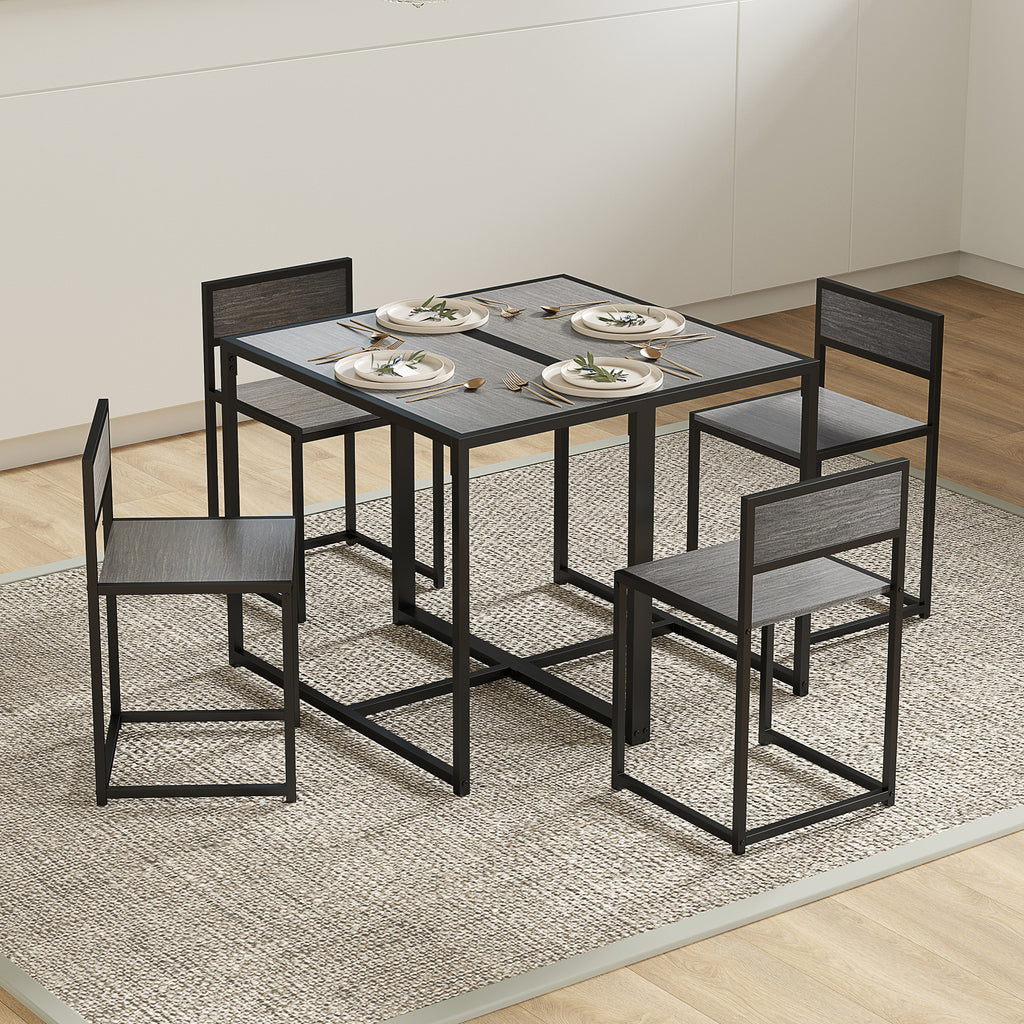 Ensemble table et chaises , table à manger 3 pièces avec 2 chaises encastrables, pour cuisine salon maison, gris-7