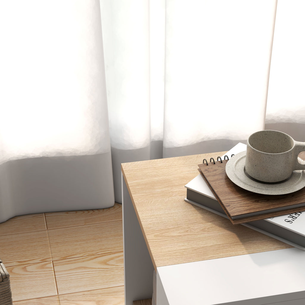 Lot de 2 tables d'appoint bout de canapé table de chevet 40 x 40 x 45 cm - blanc et naturel-8