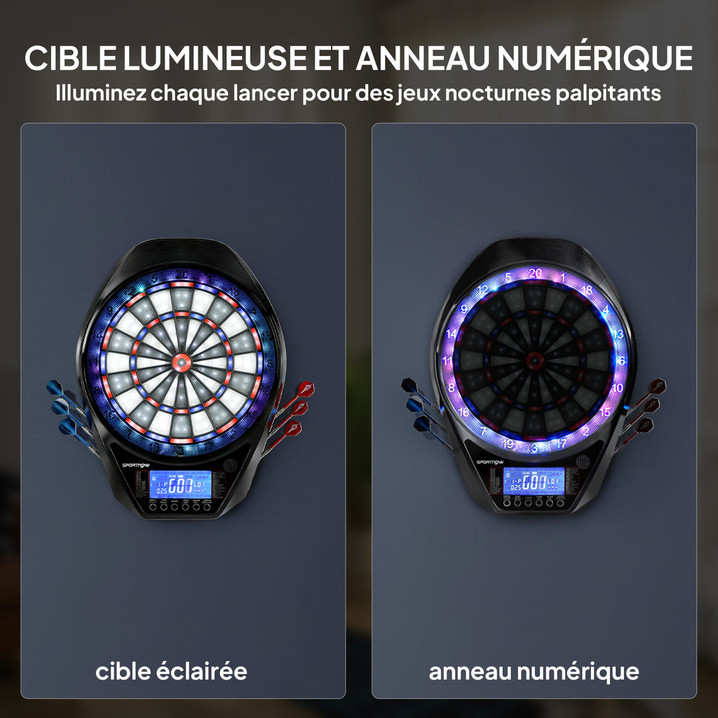Cible de Fléchettes Électronique Jeu de Fléchettes Électronique lumineuse écran LED surdimensionné rechargeable noir-3