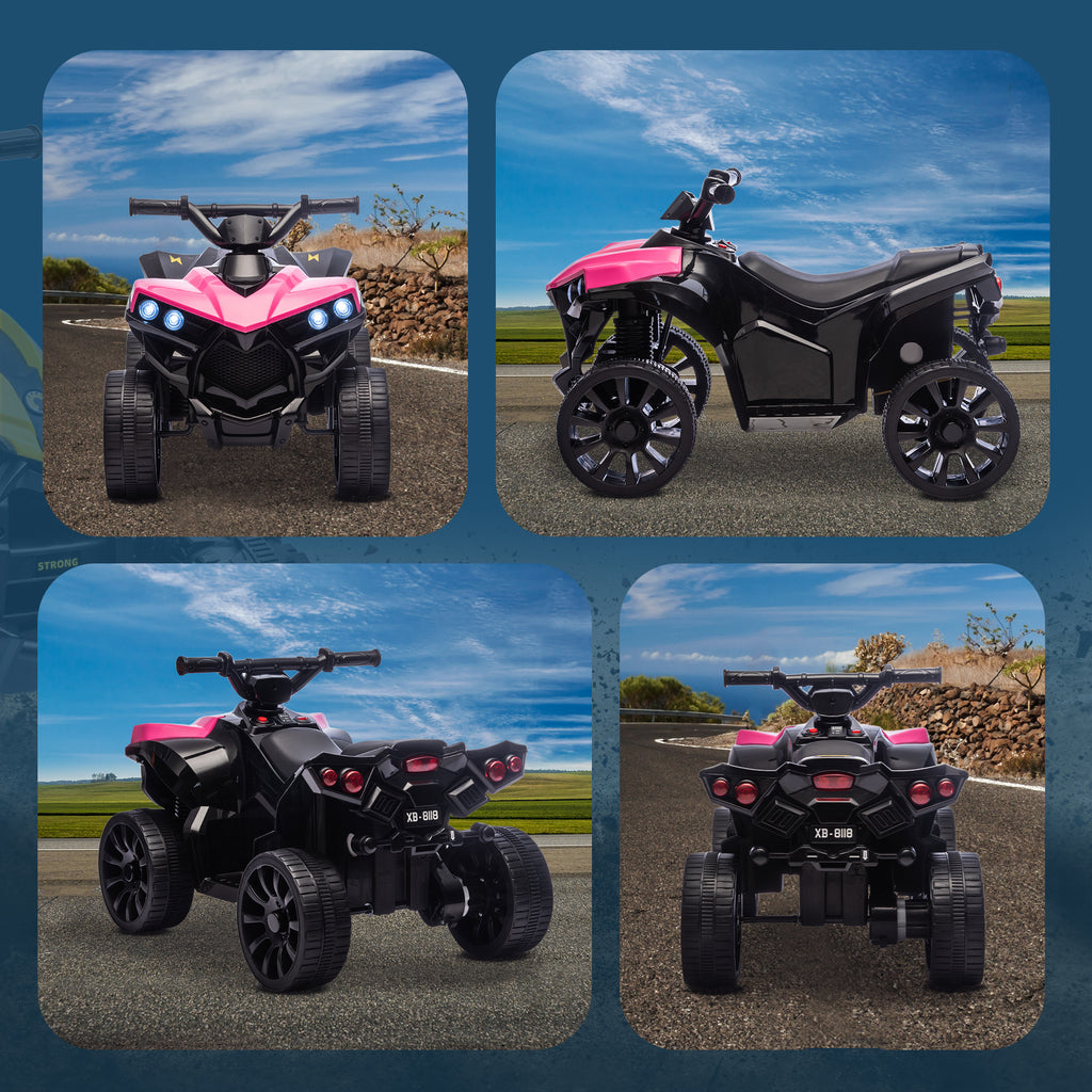 Quad électrique enfant 6V, voiture électrique enfants ATV, musique et phares LED, pour 18 à 56 mois, 70 x 42 x 45 cm, rose-6