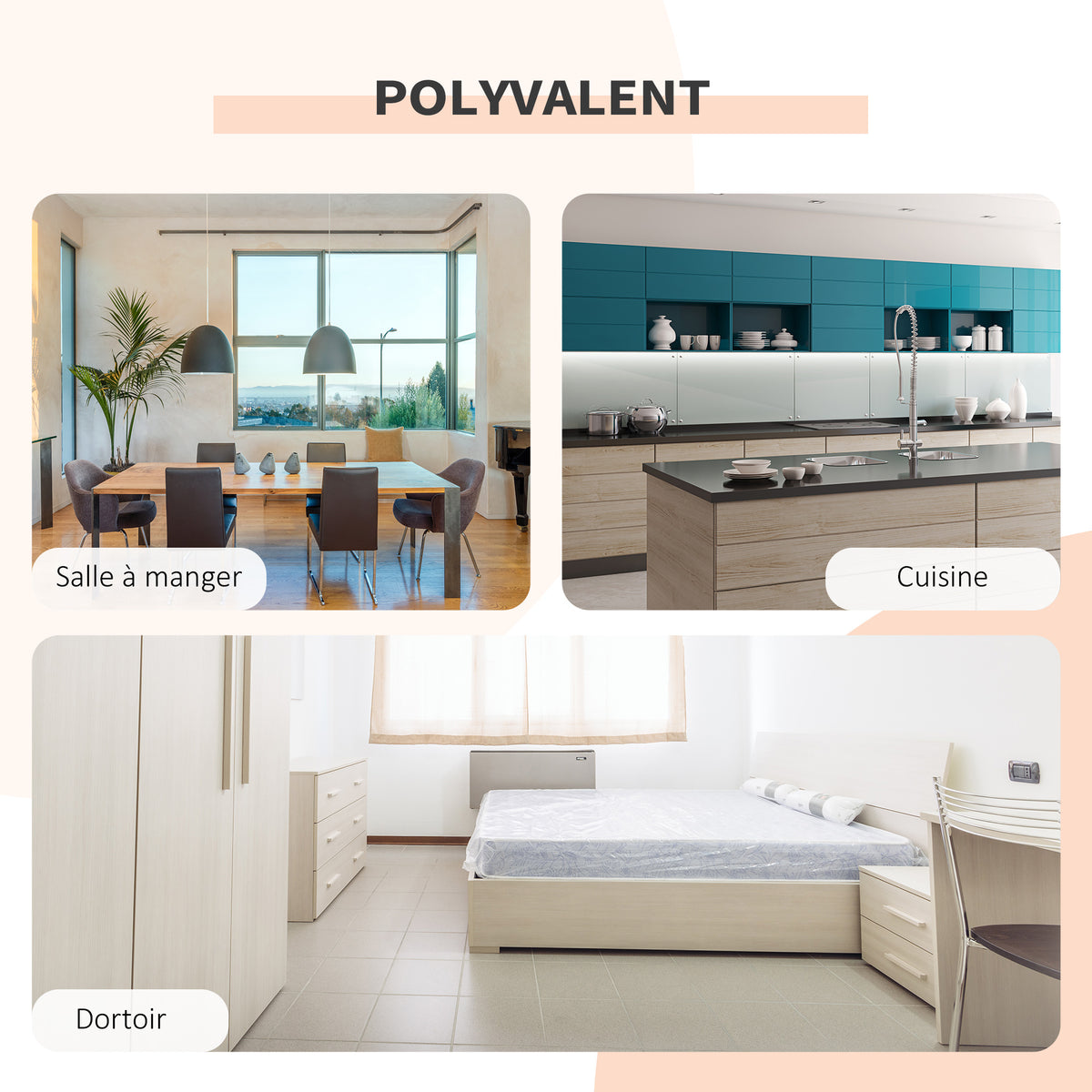 Table pliable de cuisine pour 4 personnes table à manger 4 niches intégrées pour petit espace dim. dépliées 169L x 62l x 75H cm MDF chêne clair acier blanc-4