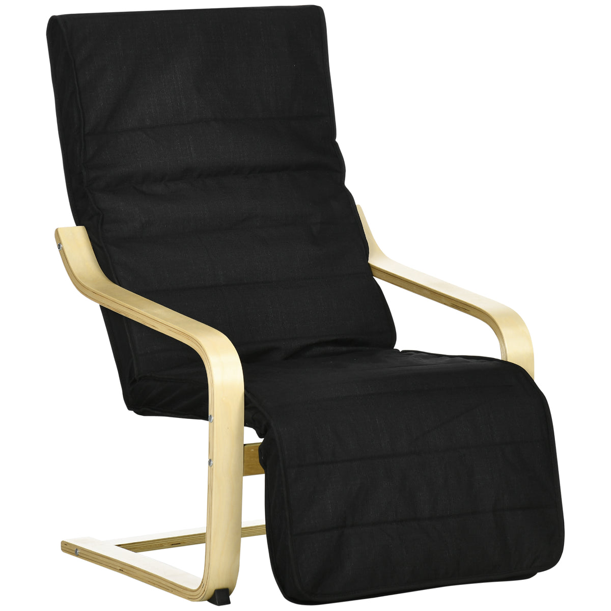 Fauteuil Relax Confort et Relaxation avec Repose-Pied réglable déhoussable 94 x 66,5 x 100 cm cm Bois Massif Noir-0