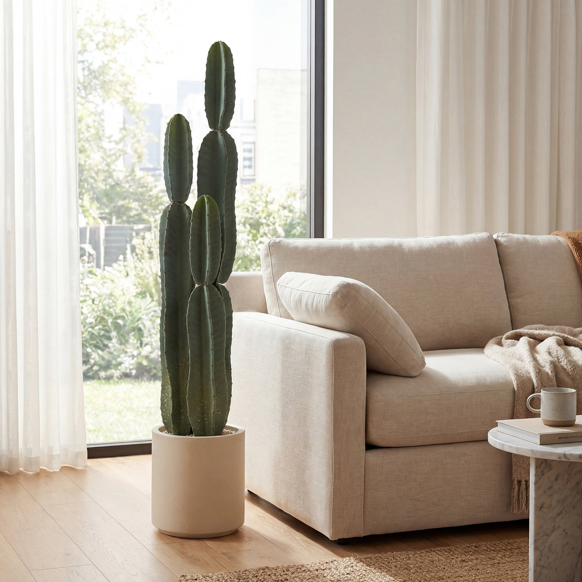 Cactus Artificiel 111 cm, Grand Réalisme, Plante Artificielle en Pot, sans Entretien, pour Maison et Bureau, Vert-8
