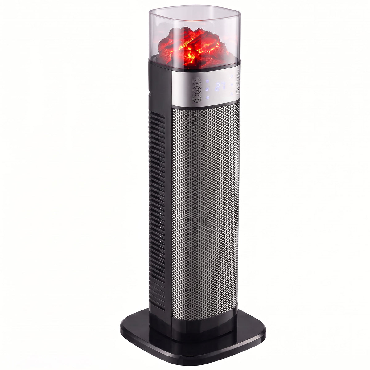 Chauffage d'Appoint Céramique 2000W, Radiateur Électrique Connecté Wi-Fi, App & Vocale, 5 Modes, Effet Flamme 3D, Noir-0