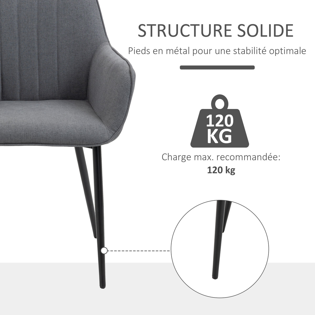 Chaises de Salle à Manger Chaises de Visiteur Design scandinave - Lot de 2 chaises - Pieds effilés métal Noir-3