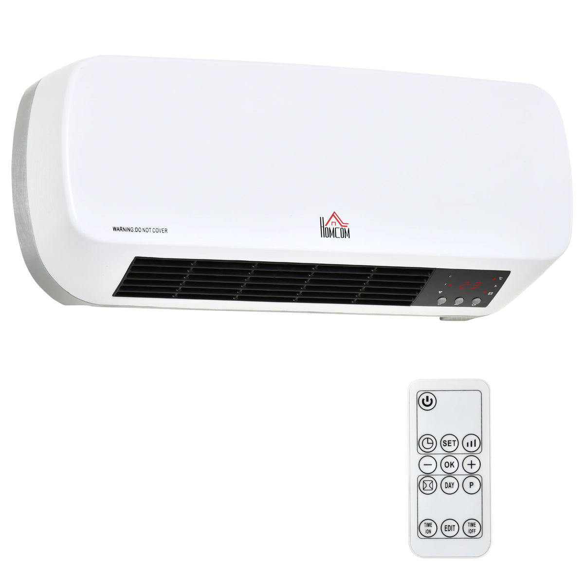 Radiateur mural soufflant 2000 W - chauffage céramique PTC - 3 niveaux de puissance - télécommande incluse blanc noir-0