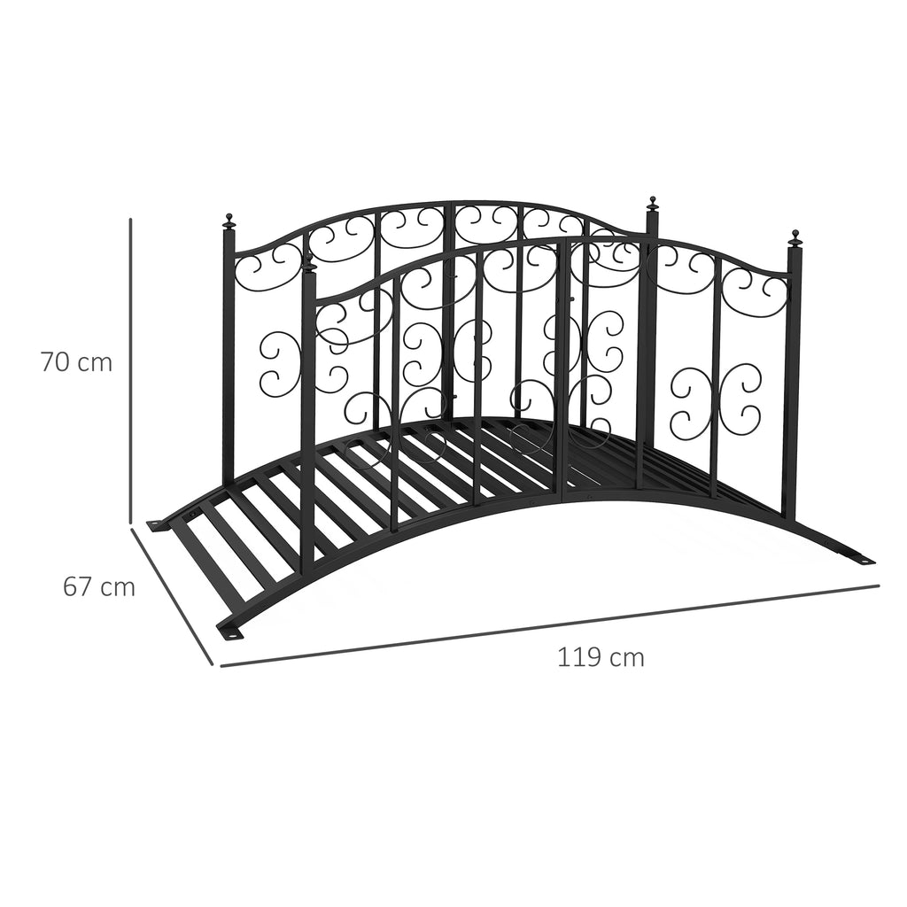 Pont de Jardin Pont en acier avec Garde-corps latéraux, Charge Maximale 120 KG, décoration Jardin, 119 x 67 x 70 cm noir-2