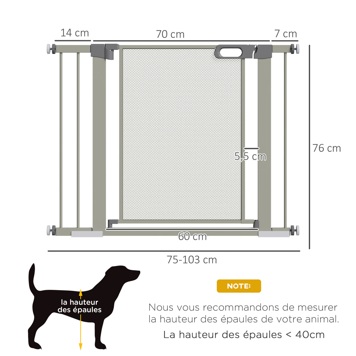 Lot de 2 barrières de sécurité pour animaux domestique avec fermeture automatique double verrouillage largeur 75-103 cm-2