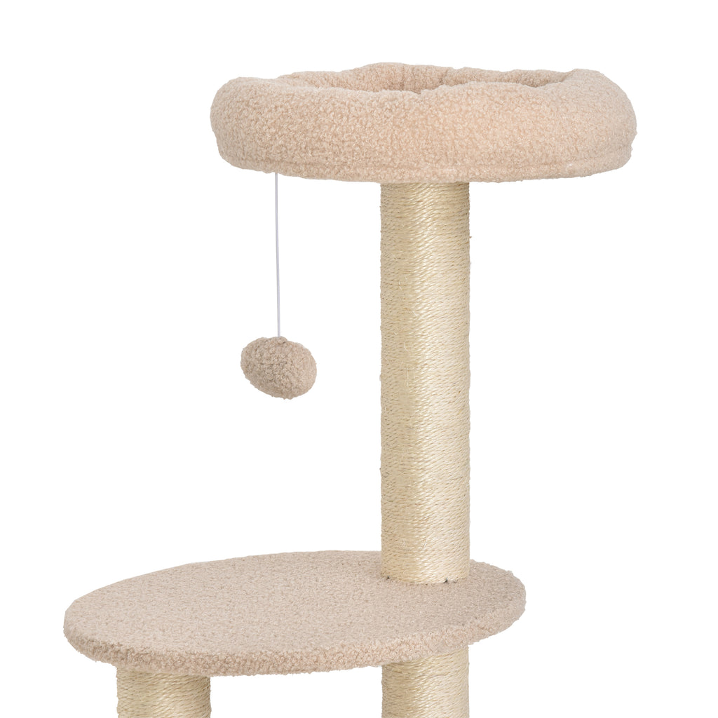 Arbre à chats avec griffoir arbre à grimper pour chat niche et plate-formes peluche haute densité 148 cm beige-6
