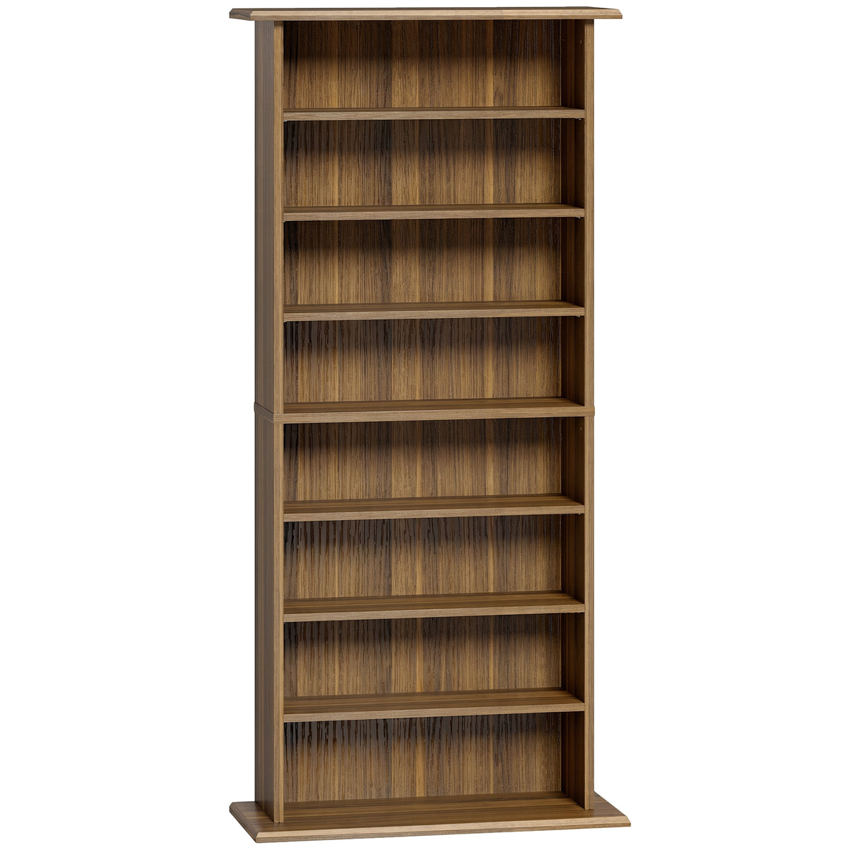 Rangements pour CD et DVD avec 8 compartiments et 6 étagères réglables, capacité max. 360 CD/185 DVD et Blu-ray, noyer-0