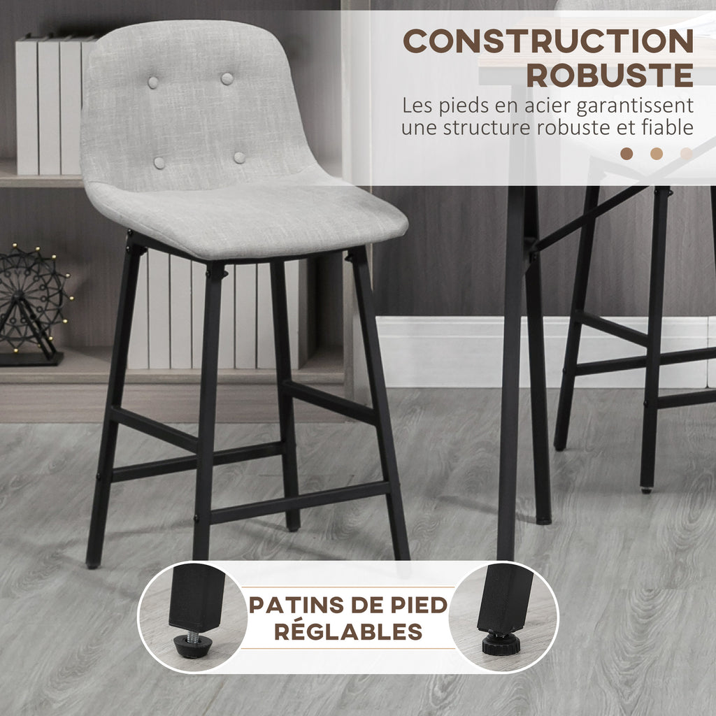 Ensemble table de bar avec tabourets table à manger debout avec 4 chaises rembourrées pieds en acier 120x60x91cm gris-5
