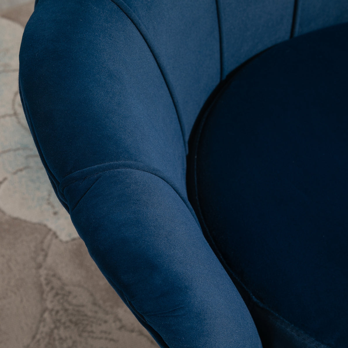 Fauteuil salon fauteuil en velours fauteuil coquillage avec pieds en métal doré pour chambre à coucher, bleu-7