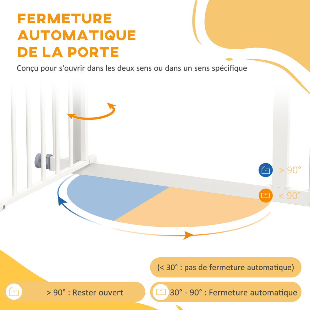 Barrière de sécurité pour chien barrière d'escalier extensible double verrouillage 74-80 x 76 cm blanc-5