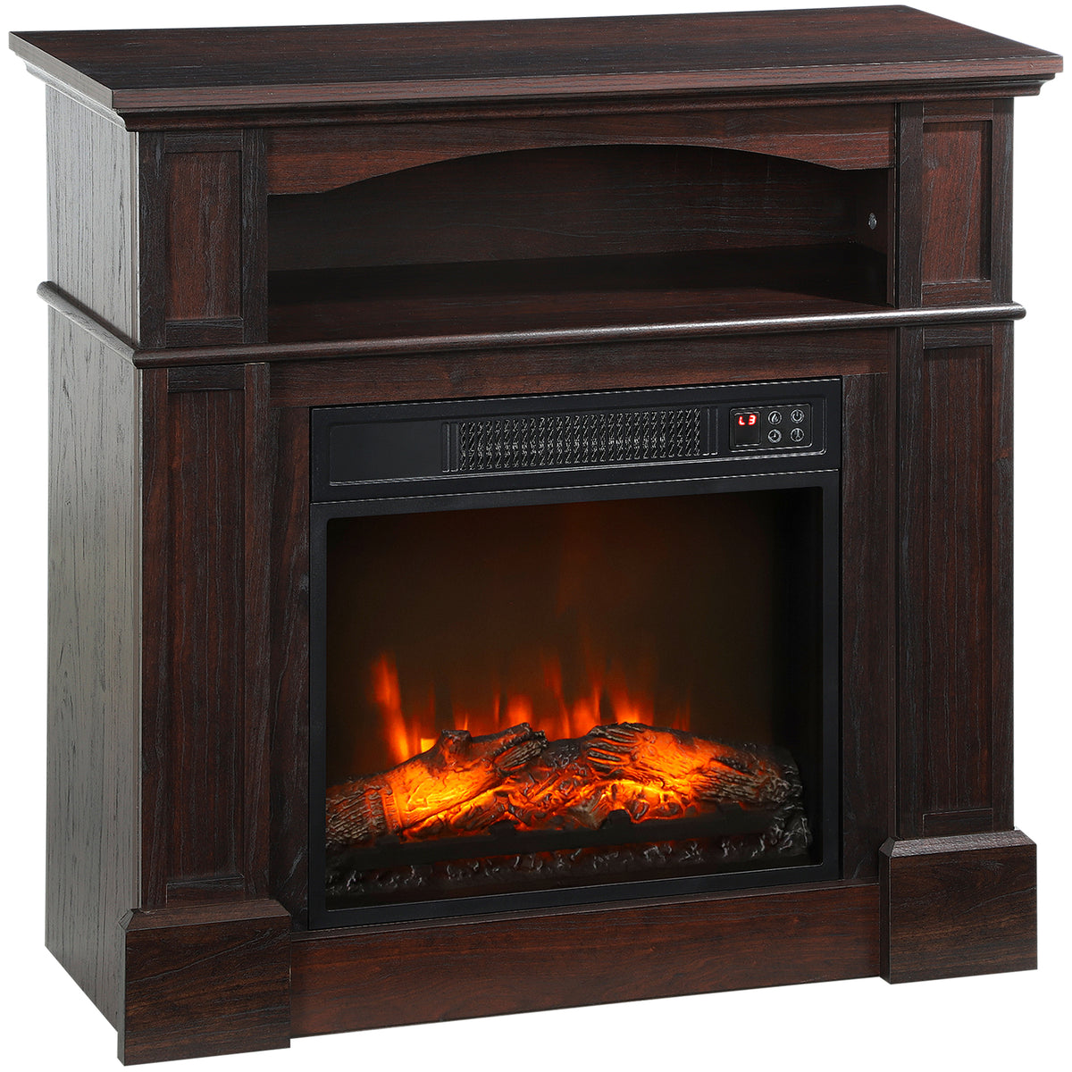 Cheminée électrique effet flammes LED luminosité réglable avec télécommande - 1800 W - 80,5 x 32,3 x 80,5 cm-0