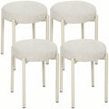 Lot de 4 Tabourets Empilables Ronds avec Assise Rembourrée, sans Dossier, Gain de Place, 45 x 45 x 47,5 cm, Crème-0