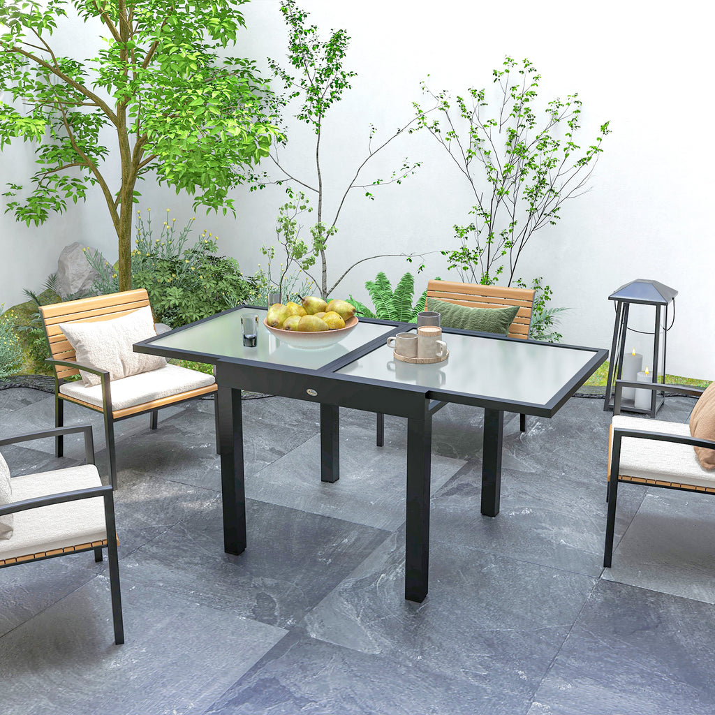 Table Extensible de Jardin Grande Taille dim. dépliées 160 x 80 x 75 cm Aluminium Plateau Verre trempé transparent-7