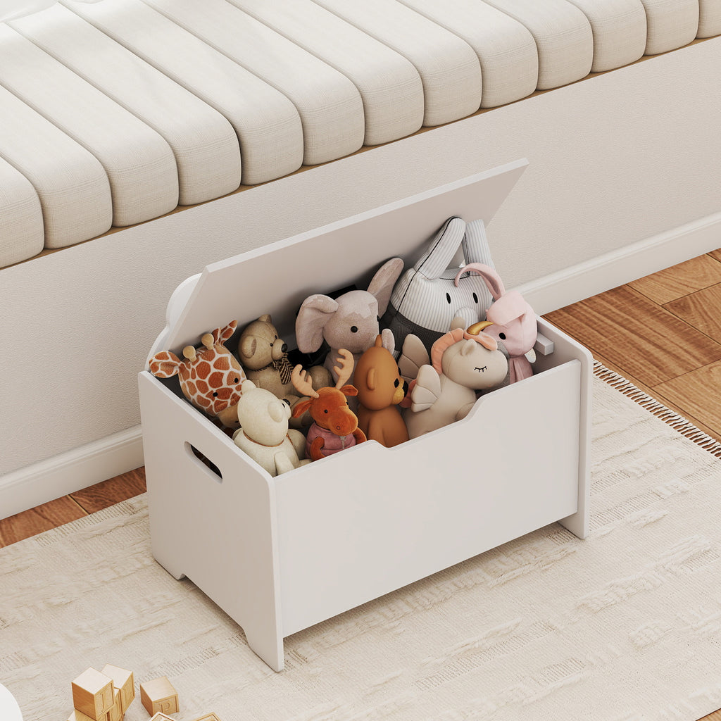 Coffre à jouet enfant avec couvercle rabattable, coffre de rangement enfant, forme d'ours, 60 x 38 x 48 cm, blanc-7