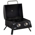 Barbecue gaz de Table transportable Pieds Pliables - 2 brûleurs 5 KW - Barbecue gaz de Camping - Grille de-0
