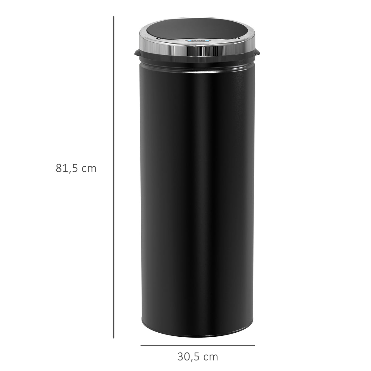 Poubelle à capteur de mouvement ouverture automatique 1 bac de 50 L en acier inoxydable noir-2